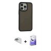 MARSİLYAN™- iPhone 13 Pro Max Kılıf Eksen Işık - Siyah Bilvis 5in1 5D Magic Hayalet Cam Ekran Koruyucu + Pers Alüminyum Kamera Lens - SABE