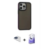 MARSİLYAN™- iPhone 13 Pro Max Kılıf Eksen Işık - Siyah Bilvis 5in1 5D Magic Hayalet Cam Ekran Koruyucu + Pers Alüminyum Kamera Lens - LT