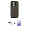 MARSİLYAN™- iPhone 13 Pro Max Kılıf Eksen Işık - Siyah Bilvis 5in1 5D Magic Hayalet Cam Ekran Koruyucu + Pers Alüminyum Kamera Lens - LT