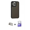 MARSİLYAN™- iPhone 13 Pro Max Kılıf Eksen Işık - Siyah Bilvis 5in1 5D Magic Hayalet Cam Ekran Koruyucu + Rainbow Kamera Lens Koruma Cam - REGD