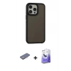 MARSİLYAN™- iPhone 13 Pro Max Kılıf Eksen Işık - Siyah Bilvis 5in1 5D Magic Hayalet Cam Ekran Koruyucu + Renkli Kamera Lens Koruma Cam - PE