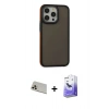 MARSİLYAN™- iPhone 13 Pro Max Kılıf Eksen Işık - Siyah Bilvis 5in1 5D Magic Hayalet Cam Ekran Koruyucu + Rainbow Kamera Lens Koruma Cam - REGD