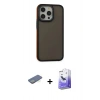 MARSİLYAN™- iPhone 13 Pro Max Kılıf Eksen Işık - Siyah Bilvis 5in1 5D Magic Hayalet Cam Ekran Koruyucu + Renkli Kamera Lens Koruma Cam - YL