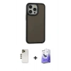 MARSİLYAN™- iPhone 13 Pro Max Kılıf Eksen Işık - Siyah Bilvis 5in1 5D Magic Hayalet Cam Ekran Koruyucu + Shine Kamera Lens - GD