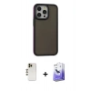 MARSİLYAN™- iPhone 13 Pro Max Kılıf Eksen Işık - Siyah Bilvis 5in1 5D Magic Hayalet Cam Ekran Koruyucu + Shine Kamera Lens - GD