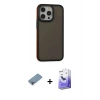 MARSİLYAN™- iPhone 13 Pro Max Kılıf Eksen Işık - Siyah Bilvis 5in1 5D Magic Hayalet Cam Ekran Koruyucu + Shine Kamera Lens Koruma Cam - GI