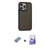 MARSİLYAN™- iPhone 13 Pro Max Kılıf Eksen Işık - Siyah Bilvis 5in1 5D Magic Hayalet Cam Ekran Koruyucu + Shine Kamera Lens Koruma Cam - GI