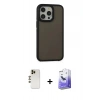 MARSİLYAN™- iPhone 13 Pro Max Kılıf Eksen Işık - Siyah Bilvis 5in1 5D Magic Hayalet Cam Ekran Koruyucu + Shine Kamera Lens - GD