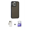 MARSİLYAN™- iPhone 13 Pro Max Kılıf Eksen Işık - Siyah Bilvis 5in1 5D Magic Hayalet Cam Ekran Koruyucu + Shine Kamera Lens - GD