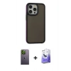 MARSİLYAN™- iPhone 13 Pro Max Kılıf Eksen Işık - Siyah Bilvis 5in1 5D Magic Hayalet Cam Ekran Koruyucu + Yeşil Neon Fosforlu Kamera Lens