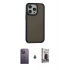 MARSİLYAN™- iPhone 13 Pro Max Kılıf Eksen Işık - Siyah Bilvis Hayalet Cam Ekran Koruyucu + Neon Fosforlu Kamera Lens - BZ