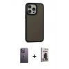 MARSİLYAN™- iPhone 13 Pro Max Kılıf Eksen Işık - Siyah Bilvis Hayalet Cam Ekran Koruyucu + Neon Fosforlu Kamera Lens - BZ