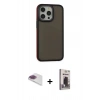 MARSİLYAN™- iPhone 13 Pro Max Kılıf Eksen Işık - Siyah Bilvis Hayalet Cam Ekran Koruyucu + Pers Alüminyum Kamera Lens - GI