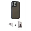 MARSİLYAN™- iPhone 13 Pro Max Kılıf Eksen Işık - Siyah Bilvis Hayalet Cam Ekran Koruyucu + Pers Alüminyum Kamera Lens - GI