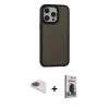 MARSİLYAN™- iPhone 13 Pro Max Kılıf Eksen Işık - Siyah Bilvis Hayalet Cam Ekran Koruyucu + Pers Alüminyum Kamera Lens - GI