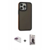 MARSİLYAN™- iPhone 13 Pro Max Kılıf Eksen Işık - Siyah Bilvis Hayalet Cam Ekran Koruyucu + Pers Alüminyum Kamera Lens - GI