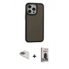 MARSİLYAN™- iPhone 13 Pro Max Kılıf Eksen Işık - Siyah Bilvis Hayalet Cam Ekran Koruyucu + Pers Alüminyum Kamera Lens - GD