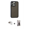 MARSİLYAN™- iPhone 13 Pro Max Kılıf Eksen Işık - Siyah Bilvis Hayalet Cam Ekran Koruyucu + Pers Alüminyum Kamera Lens - GD