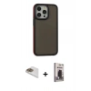 MARSİLYAN™- iPhone 13 Pro Max Kılıf Eksen Işık - Siyah Bilvis Hayalet Cam Ekran Koruyucu + Pers Alüminyum Kamera Lens - GD