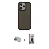 MARSİLYAN™- iPhone 13 Pro Max Kılıf Eksen Işık - Siyah Bilvis Hayalet Cam Ekran Koruyucu + Rainbow Kamera Lens Koruma Cam - MI