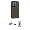 MARSİLYAN™- iPhone 13 Pro Max Kılıf Eksen Işık - Siyah Bilvis Hayalet Cam Ekran Koruyucu + Renkli Kamera Lens Koruma Cam - MI