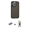 MARSİLYAN™- iPhone 13 Pro Max Kılıf Eksen Işık - Siyah Bilvis Hayalet Cam Ekran Koruyucu + Renkli Kamera Lens Koruma Cam - MI