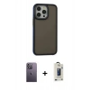 MARSİLYAN™- iPhone 13 Pro Max Kılıf Eksen Işık - Siyah Bilvis Hayalet Cam Ekran Koruyucu + Neon Fosforlu Kamera Lens - BZ