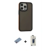 MARSİLYAN™- iPhone 13 Pro Max Kılıf Eksen Işık - Siyah Bilvis Hayalet Cam Ekran Koruyucu + Shine Kamera Lens Koruma Cam - PE