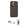 MARSİLYAN™- iPhone 13 Pro Max Kılıf Eksen Işık - Siyah Bilvis Hayalet Cam Ekran Koruyucu + Pers Alüminyum Kamera Lens - GI