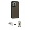 MARSİLYAN™- iPhone 13 Pro Max Kılıf Eksen Işık - Siyah Bilvis Hayalet Cam Ekran Koruyucu + Pers Alüminyum Kamera Lens - GD