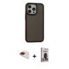 MARSİLYAN™- iPhone 13 Pro Max Kılıf Eksen Işık - Siyah Bilvis Hayalet Cam Ekran Koruyucu + Pers Alüminyum Kamera Lens - KI