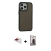 MARSİLYAN™- iPhone 13 Pro Max Kılıf Eksen Işık - Siyah Bilvis Hayalet Cam Ekran Koruyucu + Pers Alüminyum Kamera Lens - KI