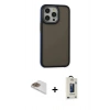 MARSİLYAN™- iPhone 13 Pro Max Kılıf Eksen Işık - Siyah Bilvis Hayalet Cam Ekran Koruyucu + Pers Alüminyum Kamera Lens - GD
