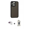MARSİLYAN™- iPhone 13 Pro Max Kılıf Eksen Işık - Siyah Bilvis Hayalet Cam Ekran Koruyucu + Pers Alüminyum Kamera Lens - GI