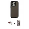 MARSİLYAN™- iPhone 13 Pro Max Kılıf Eksen Işık - Siyah Bilvis Hayalet Cam Ekran Koruyucu + Pers Alüminyum Kamera Lens - KI