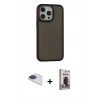 MARSİLYAN™- iPhone 13 Pro Max Kılıf Eksen Işık - Siyah Bilvis Hayalet Cam Ekran Koruyucu + Pers Alüminyum Kamera Lens - LT