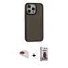 MARSİLYAN™- iPhone 13 Pro Max Kılıf Eksen Işık - Siyah Bilvis Hayalet Cam Ekran Koruyucu + Pers Alüminyum Kamera Lens - KI