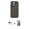 MARSİLYAN™- iPhone 13 Pro Max Kılıf Eksen Işık - Siyah Bilvis Hayalet Cam Ekran Koruyucu + Pers Alüminyum Kamera Lens - KI