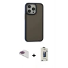 MARSİLYAN™- iPhone 13 Pro Max Kılıf Eksen Işık - Siyah Bilvis Hayalet Cam Ekran Koruyucu + Pers Alüminyum Kamera Lens - GI