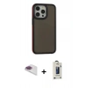 MARSİLYAN™- iPhone 13 Pro Max Kılıf Eksen Işık - Siyah Bilvis Hayalet Cam Ekran Koruyucu + Pers Alüminyum Kamera Lens - GI
