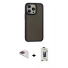 MARSİLYAN™- iPhone 13 Pro Max Kılıf Eksen Işık - Siyah Bilvis Hayalet Cam Ekran Koruyucu + Pers Alüminyum Kamera Lens - GI