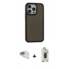 MARSİLYAN™- iPhone 13 Pro Max Kılıf Eksen Işık - Siyah Bilvis Hayalet Cam Ekran Koruyucu + Pers Alüminyum Kamera Lens - SABE