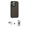 MARSİLYAN™- iPhone 13 Pro Max Kılıf Eksen Işık - Siyah Bilvis Hayalet Cam Ekran Koruyucu + Pers Alüminyum Kamera Lens - SABE