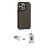 MARSİLYAN™- iPhone 13 Pro Max Kılıf Eksen Işık - Siyah Bilvis Hayalet Cam Ekran Koruyucu + Pers Alüminyum Kamera Lens - GD