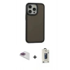 MARSİLYAN™- iPhone 13 Pro Max Kılıf Eksen Işık - Siyah Bilvis Hayalet Cam Ekran Koruyucu + Pers Alüminyum Kamera Lens - GI