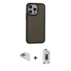 MARSİLYAN™- iPhone 13 Pro Max Kılıf Eksen Işık - Siyah Bilvis Hayalet Cam Ekran Koruyucu + Pers Alüminyum Kamera Lens - SABE