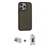 MARSİLYAN™- iPhone 13 Pro Max Kılıf Eksen Işık - Siyah Bilvis Hayalet Cam Ekran Koruyucu + Rainbow Kamera Lens Koruma Cam - MR