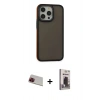 MARSİLYAN™- iPhone 13 Pro Max Kılıf Eksen Işık - Siyah Bilvis Hayalet Cam Ekran Koruyucu + Rainbow Kamera Lens Koruma Cam - KI