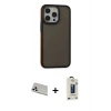 MARSİLYAN™- iPhone 13 Pro Max Kılıf Eksen Işık - Siyah Bilvis Hayalet Cam Ekran Koruyucu + Rainbow Kamera Lens Koruma Cam - BZ