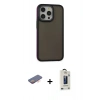 MARSİLYAN™- iPhone 13 Pro Max Kılıf Eksen Işık - Siyah Bilvis Hayalet Cam Ekran Koruyucu + Renkli Kamera Lens Koruma Cam - TU